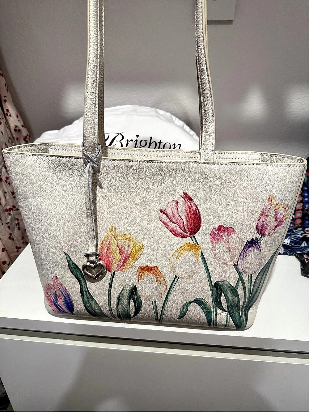 Brighton La Tulipe Loverly Tote Floral White & Multicolor Like New